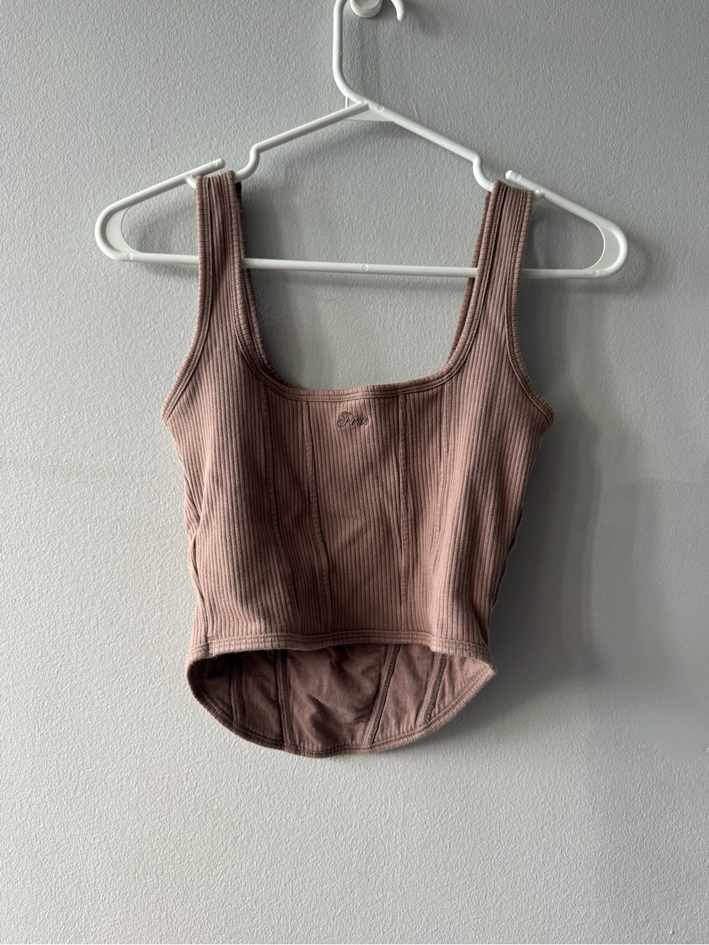 PINK Victoria's Secret Ribbed Scoop Tank Top - Mauve - Picture 2 of 4